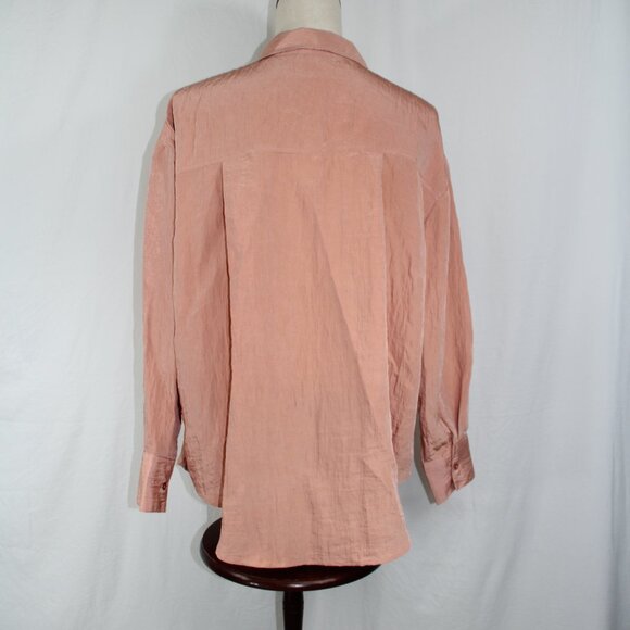 House Of Harlow 1960 Long Sleeve Button Down Shirt In Pale Peach Size M - Picture 10 of 12